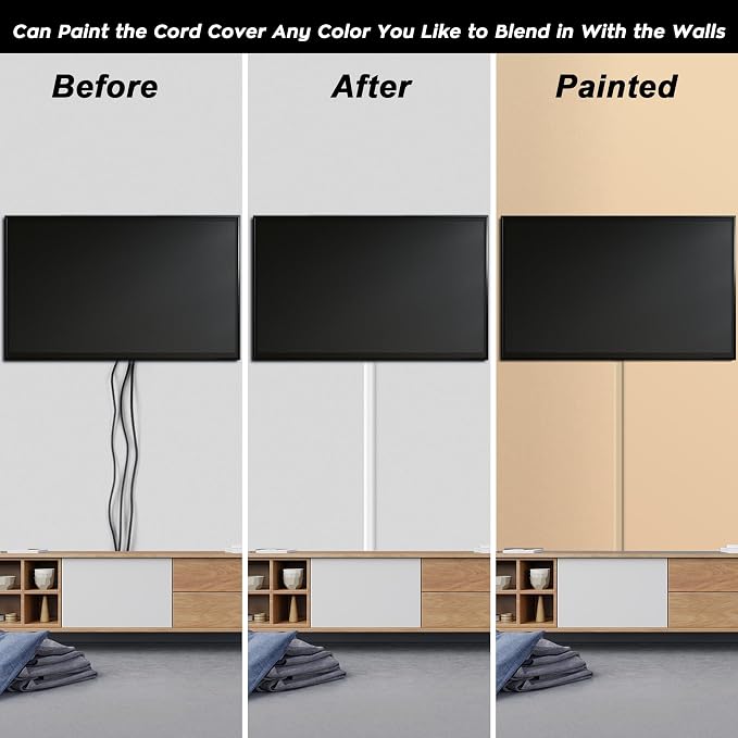 110in Cord Covers for Wires on Wall Kit, Simple Setup Wire Hider | Large Cord - Image 6
