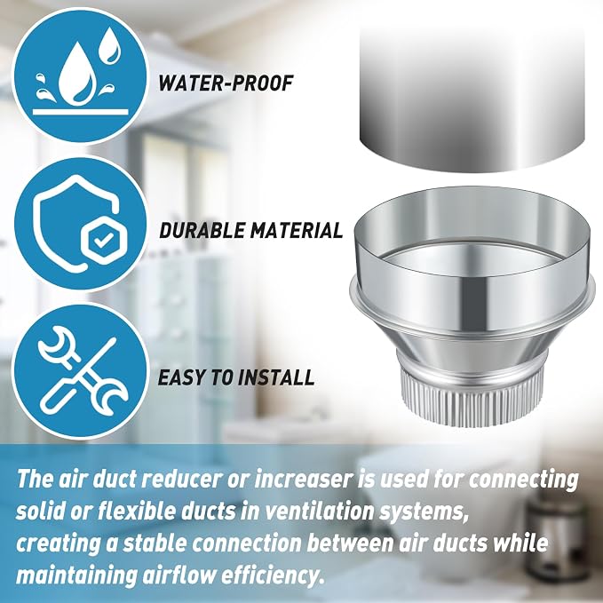 1 Pcs 6 Inch to 4 Inch Duct Reducer Increaser | Galvanized Steel Air Duct - Image 5
