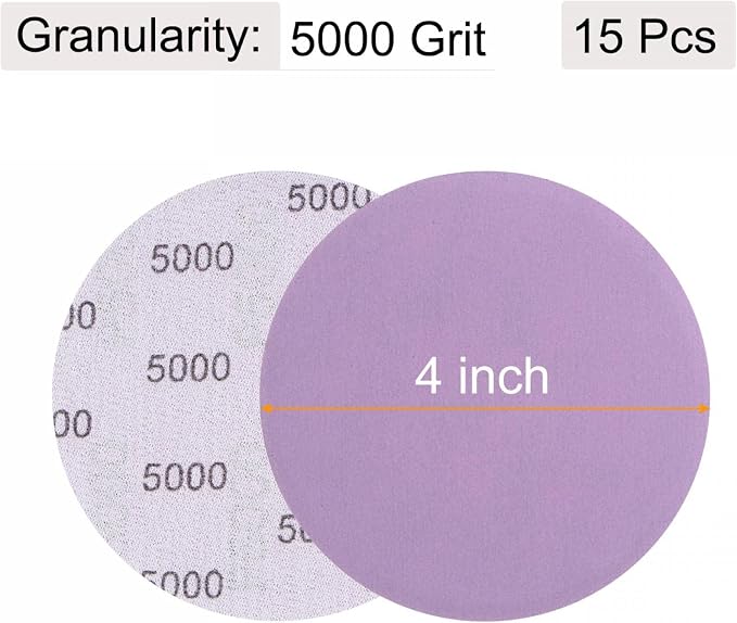 uxcell 15Pcs 4-Inch Purple Sanding Discs 5000 Grits Hook and Loop Professional - Image 2