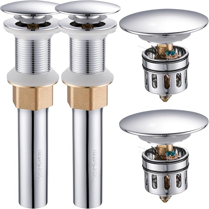 REGALMIX Pop Up Drain Without Overflow, Bathroom Sink Stopper by REGALMIX