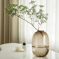 GeLive Brown Glass Vase Round Clear Colored Flower Vase by GeLive