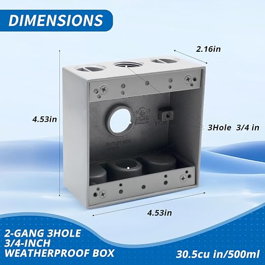Weatherproof Outlet Box with Three 3/4-in Threaded Outlets, 9 Pack | Features - Image 2