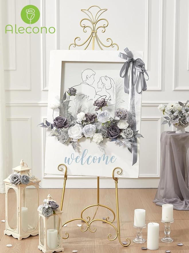 Alecono Silver Artificial Flowers, Cake Decor, Table Centerpiece, Baby Shower & - Image 6