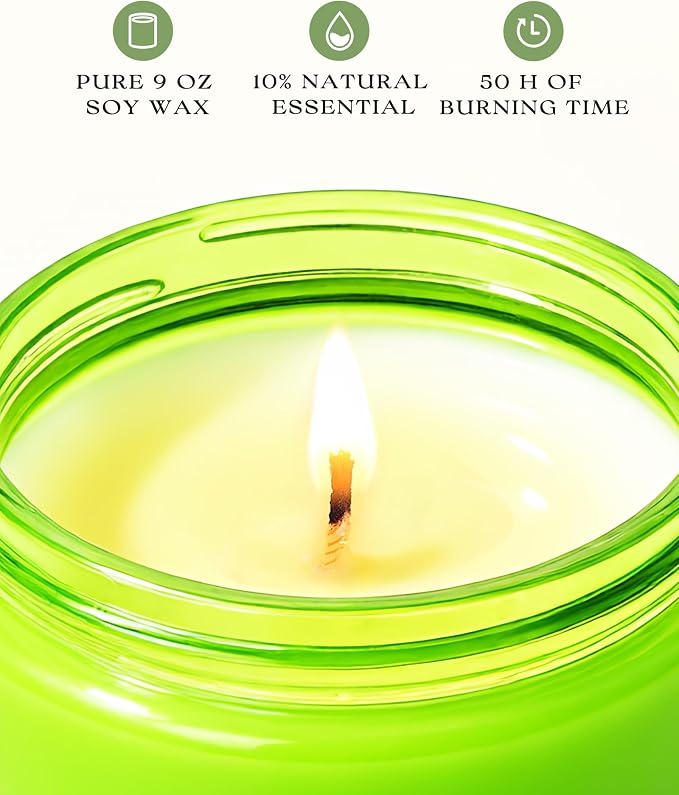 AOOVOO Green Apple Odor Eliminating Candle - 9 oz Soy Candles - Image 3