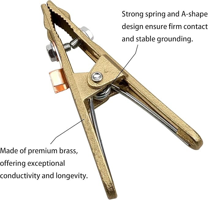 260-Amp Welding Ground Clamp, Brass A-shape Earth Clamp - Image 4