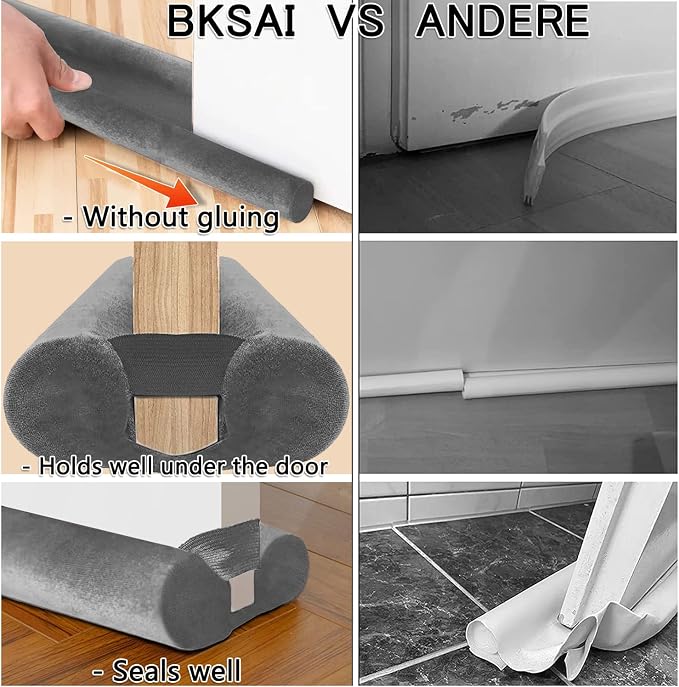 BKSAI Door Draft Stopper for Doors No Adhesive Draught Excluder Under Door Wind - Image 6