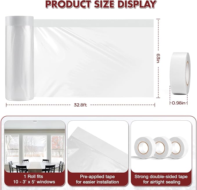 Window Insulation Kit, Fits up to 10 3' x 5' Windows - Image 2