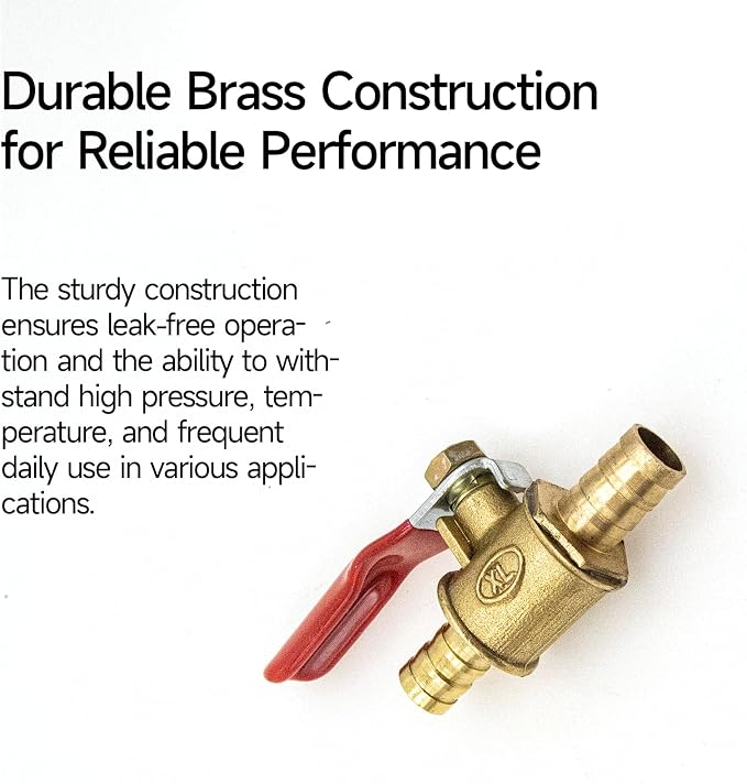 4-Pack 5/16 Inch Brass Ball Valve, 8mm Hose Barb - Image 3
