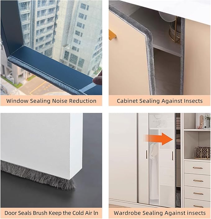 Brush Weather Stripping, 0.35inx33Feet, Soundproofing Door, Window Insulation - Image 7