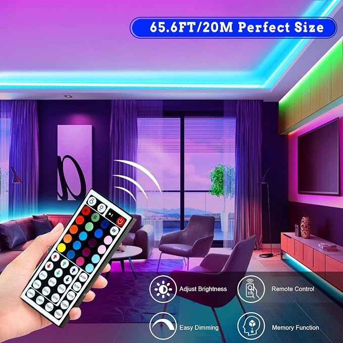 Tenmiro 65.6ft Led Strip Lights, Ultra Long RGB Color Changing LED Light Strips - Image 2