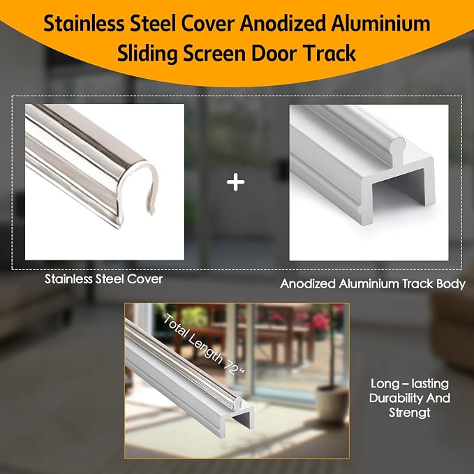 Stainless Steel Cover Anodized Aluminium Body Sliding Screen Door Bottom Track - Image 3