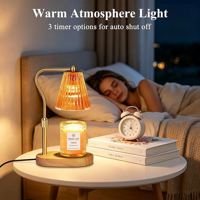 Red Candle Warmer Lamp with Timer Dimmer Adjustable Height, Electric Wax Warmer - Image 3