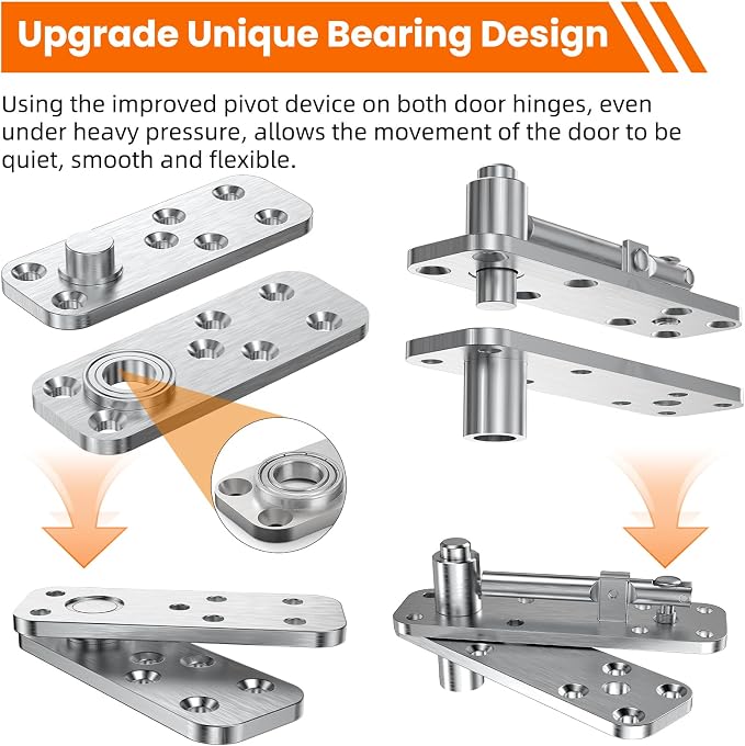 Hidden Door Hinge Pivot Hinge, 570LBS Load-Bearing Heavy Duty Pivot Door - Image 4