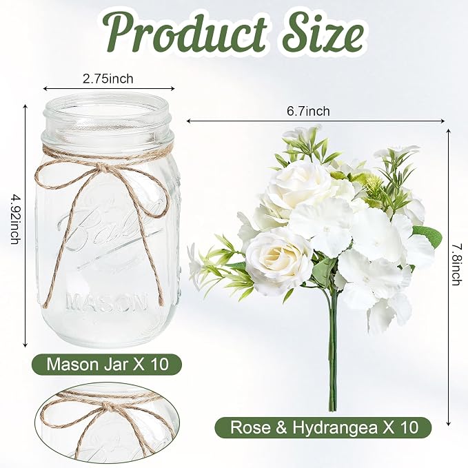 10 Sets Mason Jars Flower Table Centerpiece - Image 2