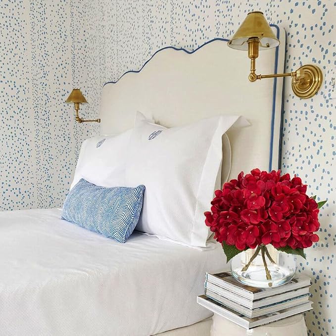Hollyone Hydrangea Artificial Flowers in Vase Red Silk Fall Fake Flowers - Image 6