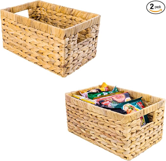 M4DECOR Water Hyacinth Storage Baskets, Wicker Storage Basket by M4DECOR