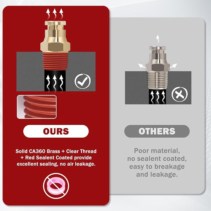 DOT Approved Male Straight Brass Union 5/8" Tube x 1/2" NPT, Quick Connect Union - Image 6