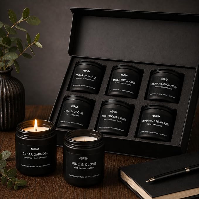 6 Pack Candles for Home Scented Aromatherapy Candles Gifts Set for Men - Image 2