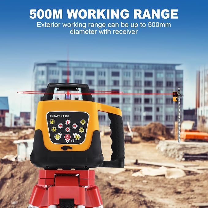 360° Self-Leveling Red Beam Rotary Laser Level Kit - Image 5