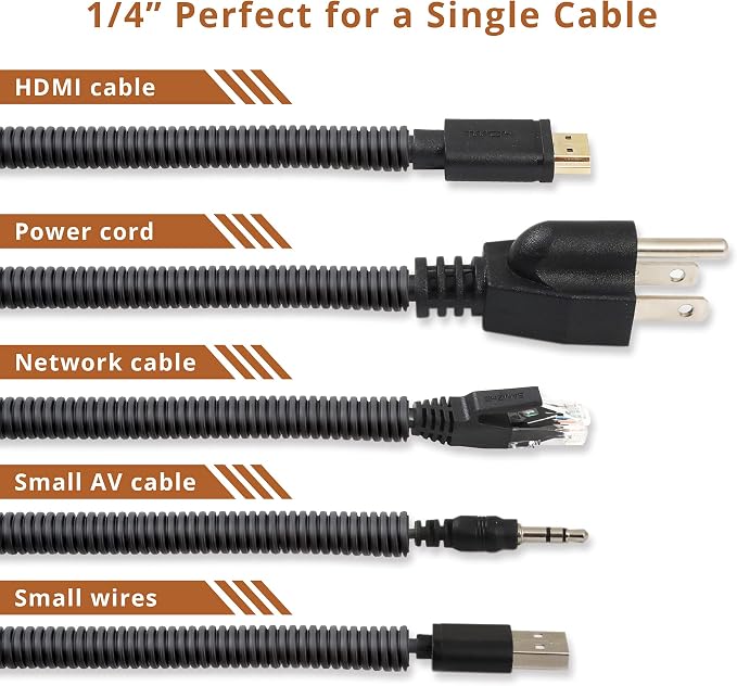 20FT 1/4in Wire Loom Split Tubing Auto Wire Conduit Flexible Cover Black - Image 2