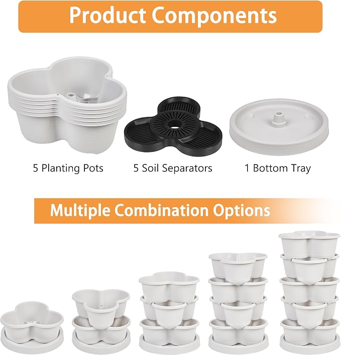 VECELO 5 Tier Vertical Garden Planter, Self Watering Stackable Planters - Image 7