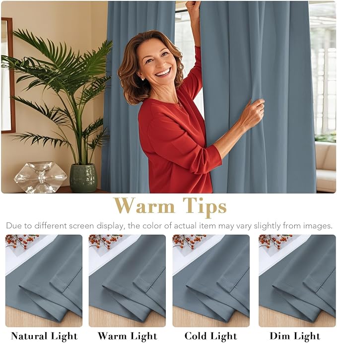 H.VERSAILTEX Blue Back Tab Blackout Curtains 102 Inch Long - Image 6