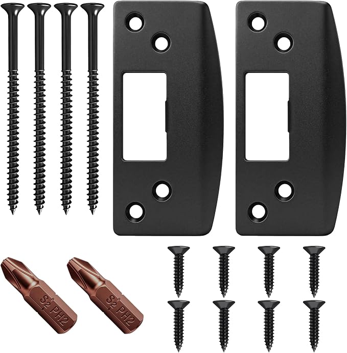 Black Extra Large Door Strike Plate, Adjustable Door Strike Plate, Large-Hole by Unknown