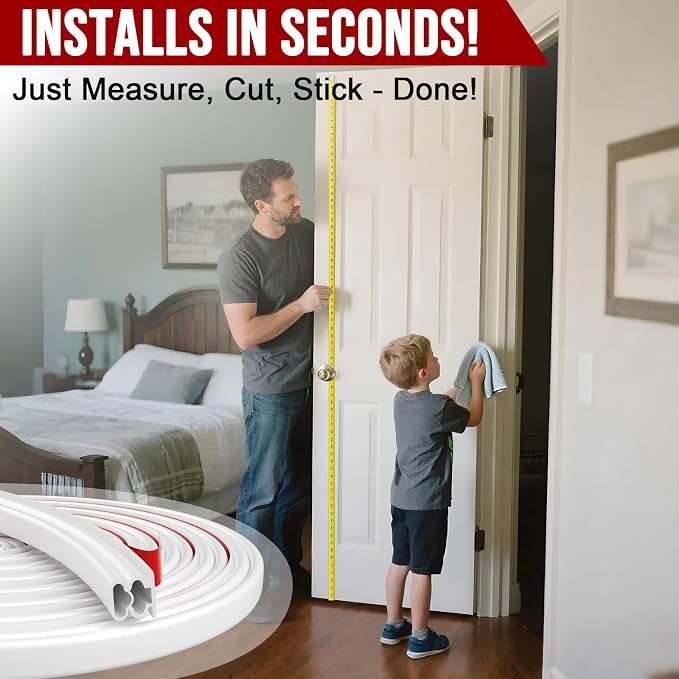 alophoty Door Weather Stripping Door Seal Strip, 0.39"×0.39" | Self-Adhesive - Image 7