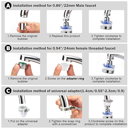23 Pcs Sink Water Filter Faucet Set, Universal 360 ° Rotating Kitchen Faucet - Image 7