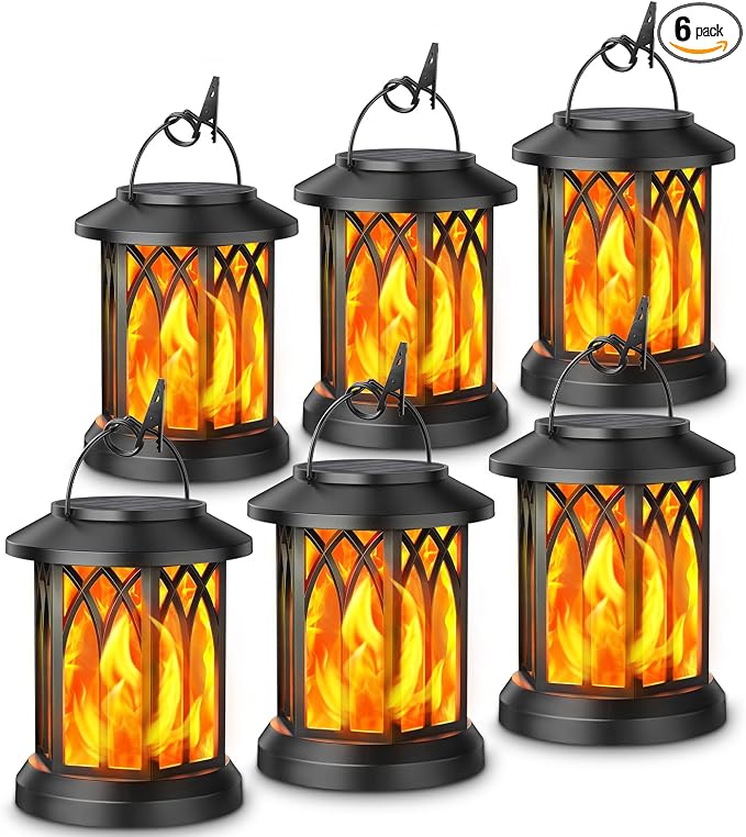 KOOPER 6 Pack Solar Lantern Outdoor Lights, Upgraded Flickering Flame Solar by KOOPER