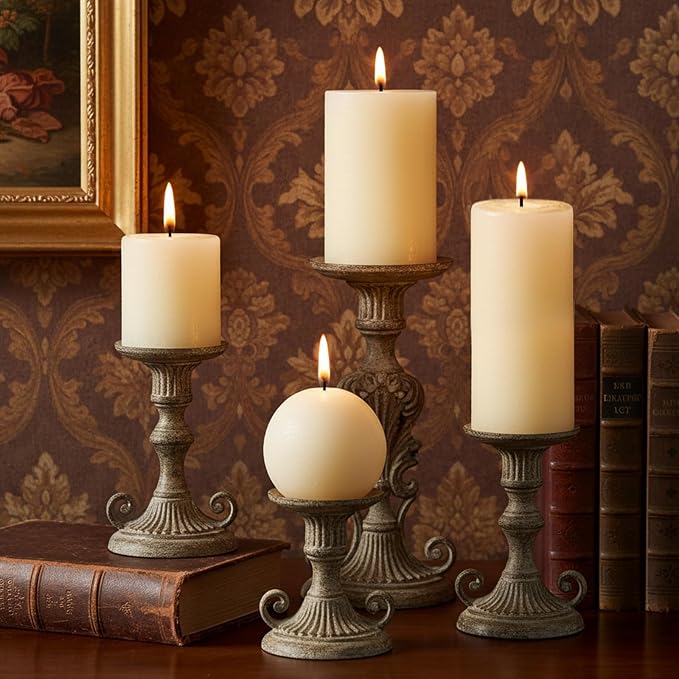 Rustic Ivory Pillar Candles Set - Image 6