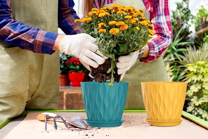 7 Inch Plant Pots 5 Pack, Flower Planters - Image 6