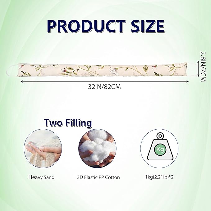 2 Pack 32 Inch 2.8 Inch Wide Slim Under Door Blocker Door Draft Stopper - Image 2
