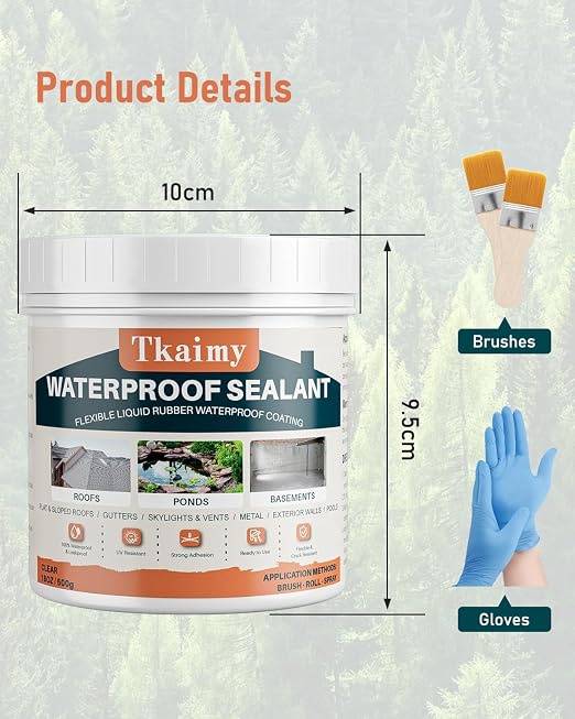 Tkaimy Waterproof Coating, Stop Leak, Indoor and Outdoor Use | - Image 9