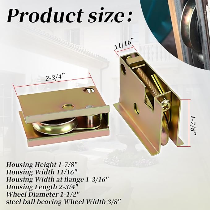 2Pcs P-4998-FLR Sliding Patio Door Roller, Adjustable Roller Height | Fit - Image 3