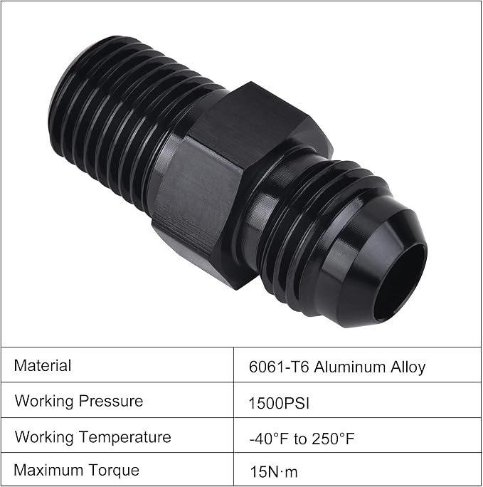 EVIL ENERGY 6AN Male Flare to 1/8" NPT Pipe Fitting Adapter Aluminum Straight - Image 3