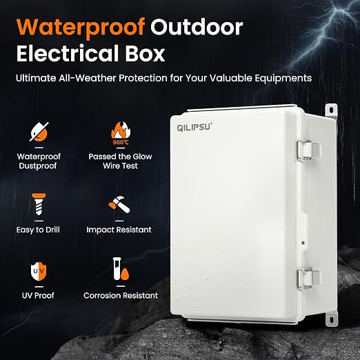 QILIPSU UL94-V0 Outdoor Electrical Box 8.3"x6.3"x3.9" Waterproof Junction Box - Image 3