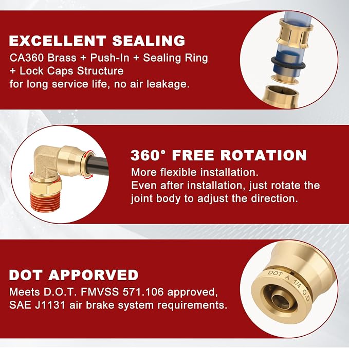 90° Swivel Male Elbow, 1/4" Tube x 1/8" NPT, DOT Approved 5PCS | - Image 4