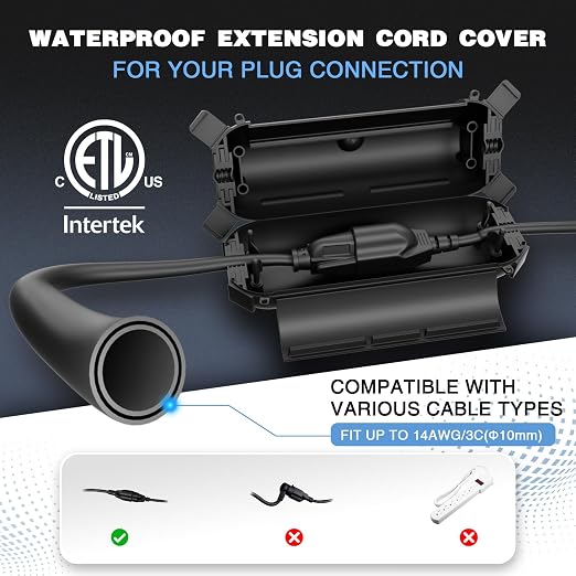 6 Pack Outdoor Waterproof Extension Cord Safety Cover, - Image 2