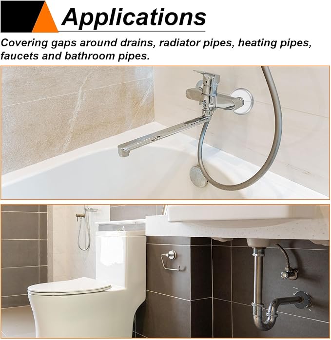 HARFINGTON 2pcs Wall Split Flange 51mm/2" Self-Adhesive Plumbing Cover Plates - Image 7