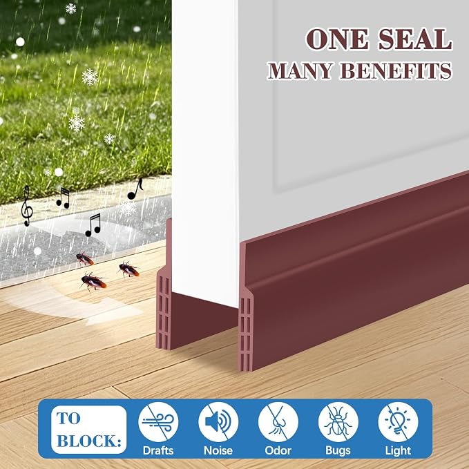 78'' Under Door Draft Stopper, Strong Adhesive, Blocks Draft & Dust | Silicone - Image 4