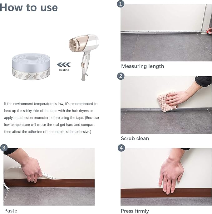 TAROSE Weather Stripping Door Seal, 33 Feet Long White | Shower Door Seal Strip - Image 5