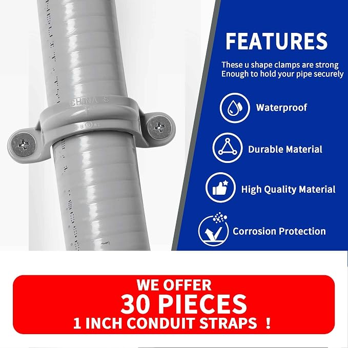 Yariwiz 1 inch Plastic PVC Flex Electrical Conduit Strap Clamp Fittings - Image 3