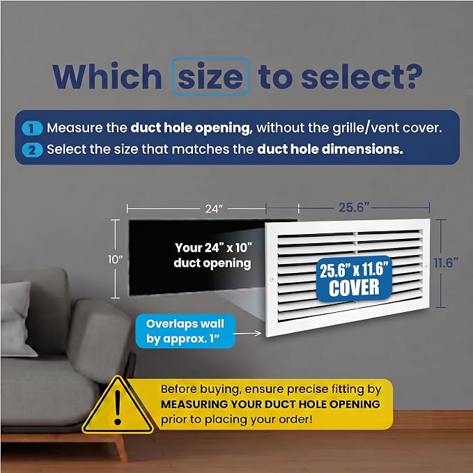 24x10 Aluminum Wall Ceiling Air Return Vent Cover HVAC Rustproof Grille - Image 2