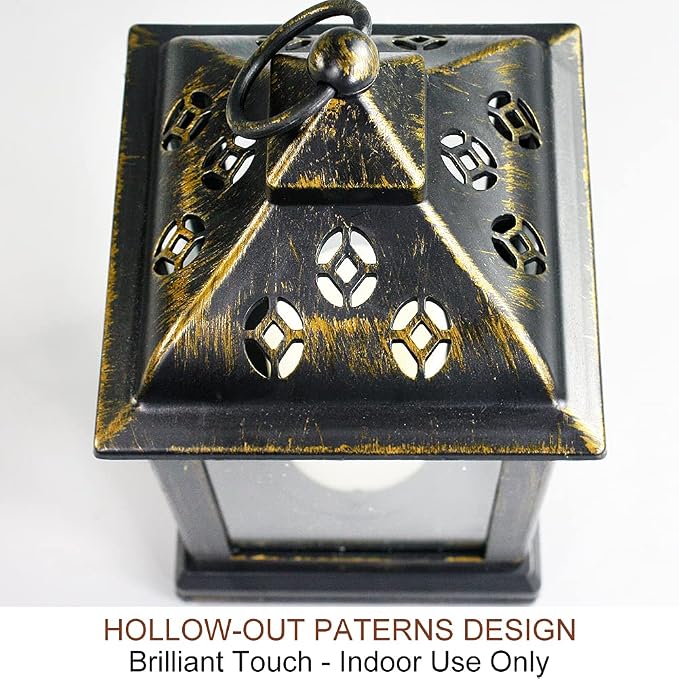 2-Pack 9.5" Distressed Bronzes Indoor Candle Lantern - Image 6