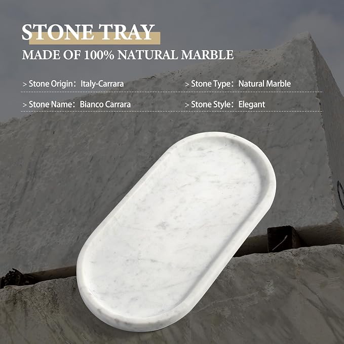 Natural White Marble Tray for Home Decor, Catchall Tray for Perfume - Image 3
