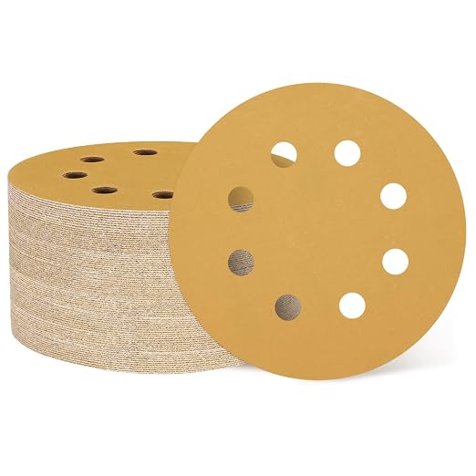 HARFINGTON 200Pcs 5Inch Sanding Discs 400Grit Yellow Aluminum Oxide 8 Hole | by HARFINGTON