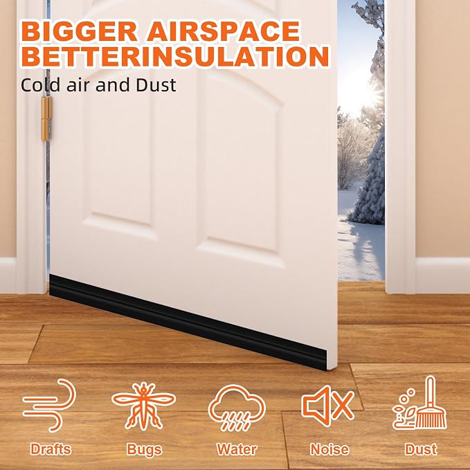 Door Draft Stopper, Door Sweep for Bottom of Door, Weather Stripping Door Seal - Image 2