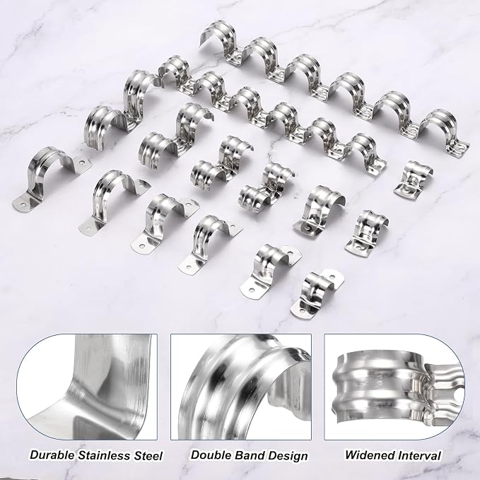 MECCANIXITY 52pcs Conduit Clamp 13/16 Inch 20mm, 1 Hole Stainless Steel Pipe - Image 4