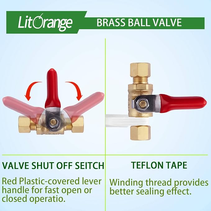 2 Pcs Lead-Free Brass Mini Ball Valve Shut Off Switch, 1/4 inch Compression | - Image 4